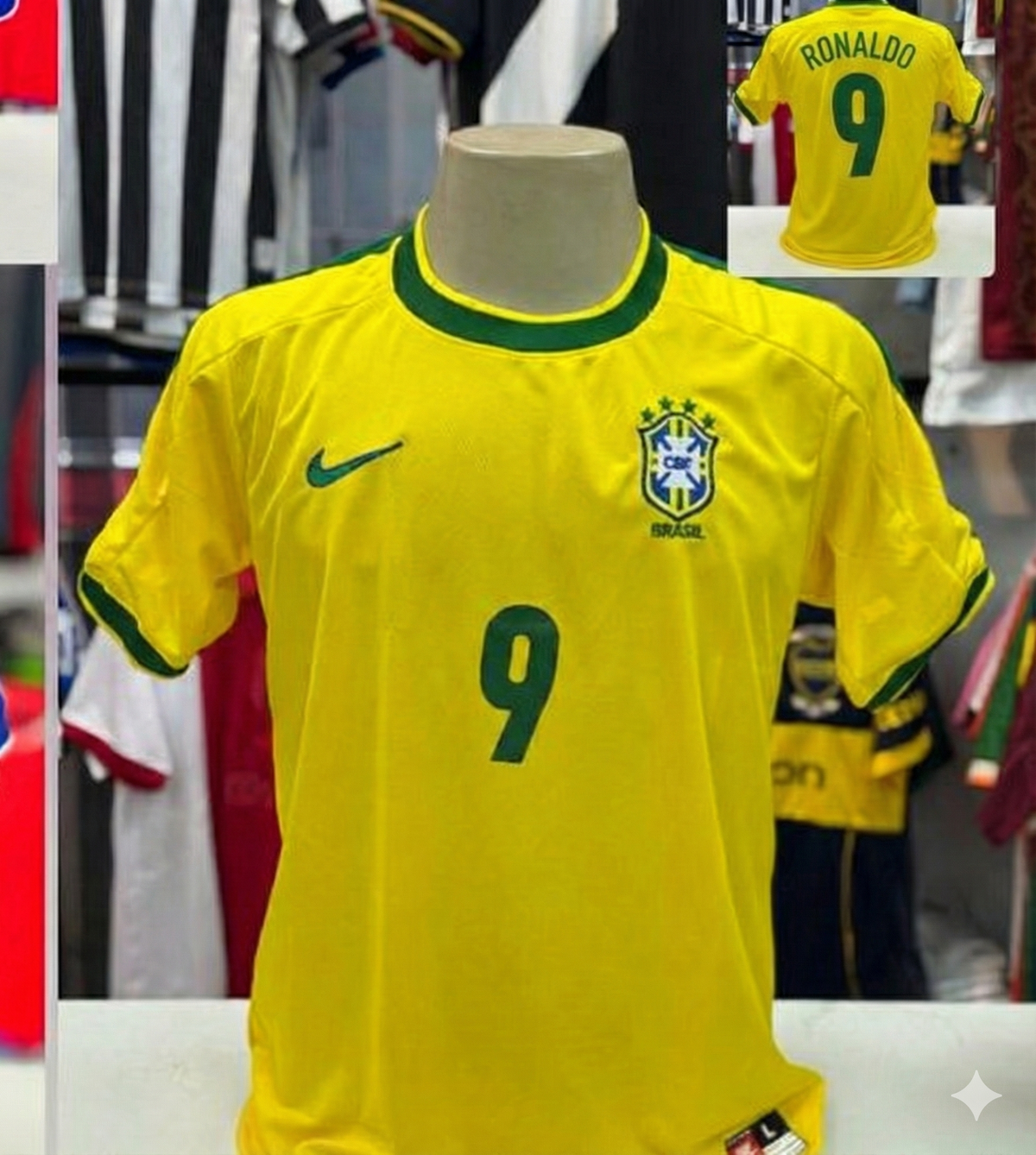 Camisa Seleção Brasileira Jogador Retrô (Ronaldo 9) - Nacional