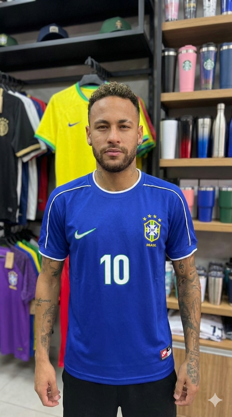 Camisa Seleção Brasileira Jogador Retrô (Ronaldinho 10) - Nacional