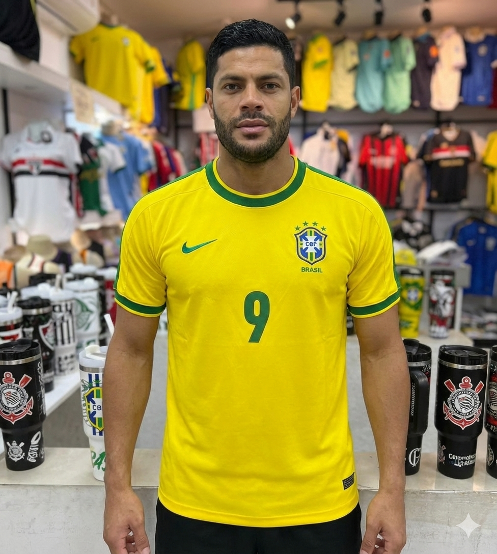Camisa Seleção Brasileira Jogador Retrô (Ronaldo 9) - Nacional