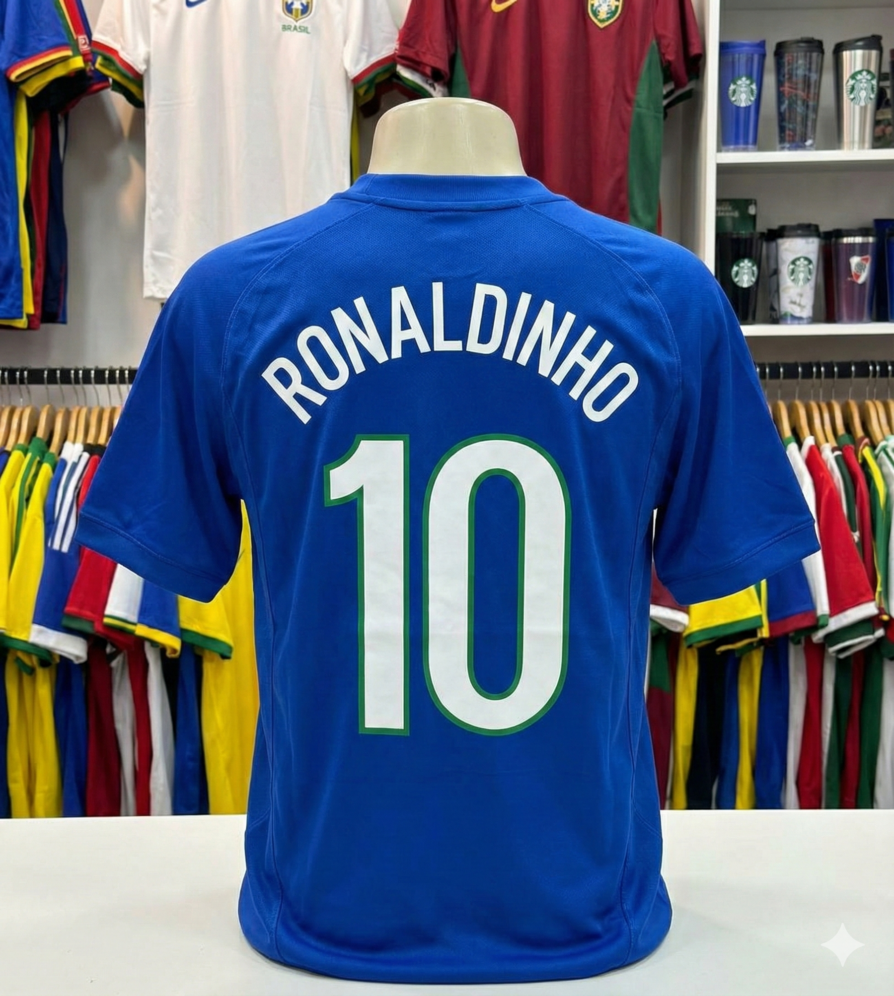 Camisa Seleção Brasileira Jogador Retrô (Ronaldinho 10) - Nacional