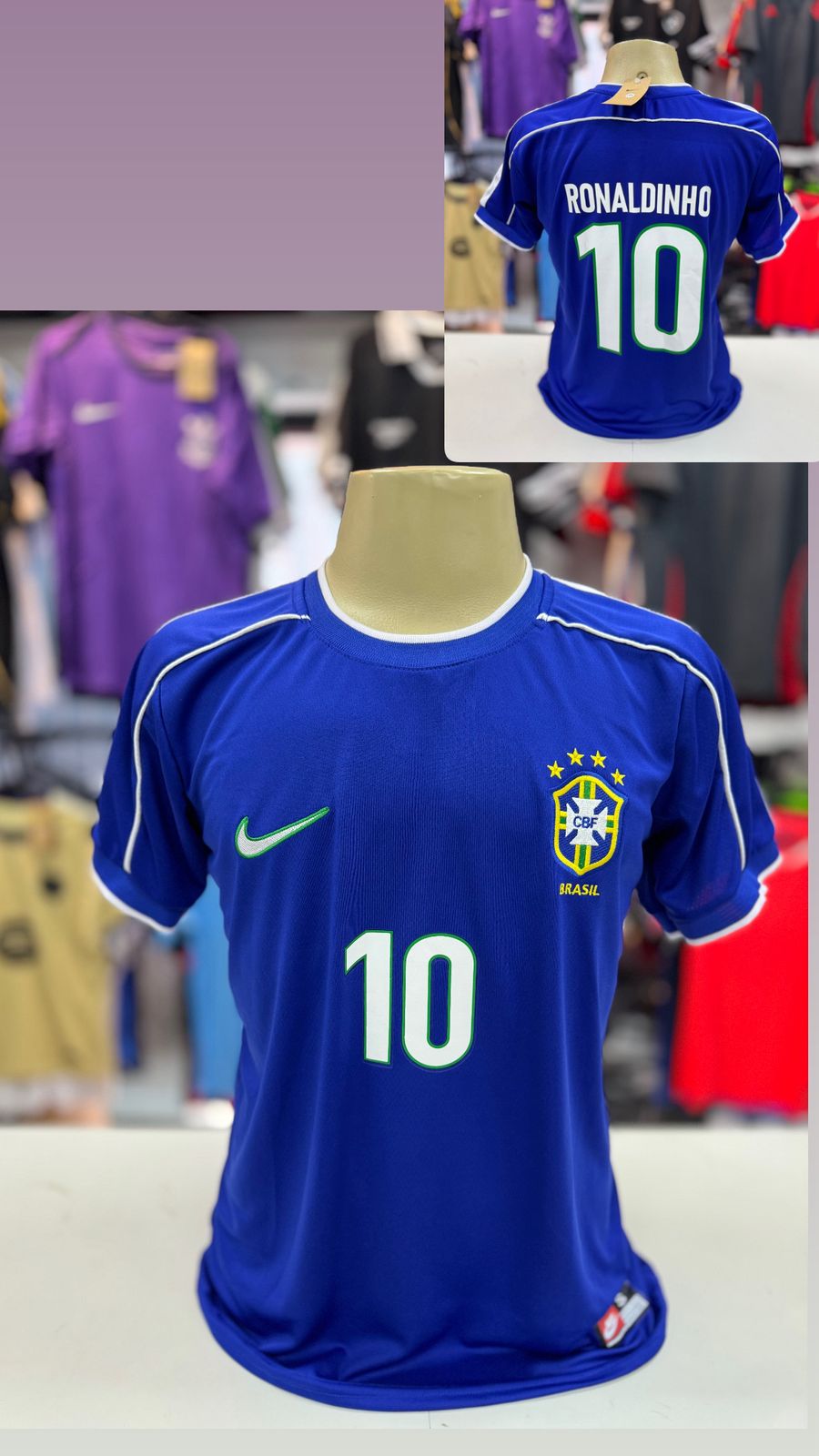 Camisa Seleção Brasileira Jogador Retrô (Ronaldinho 10) - Nacional